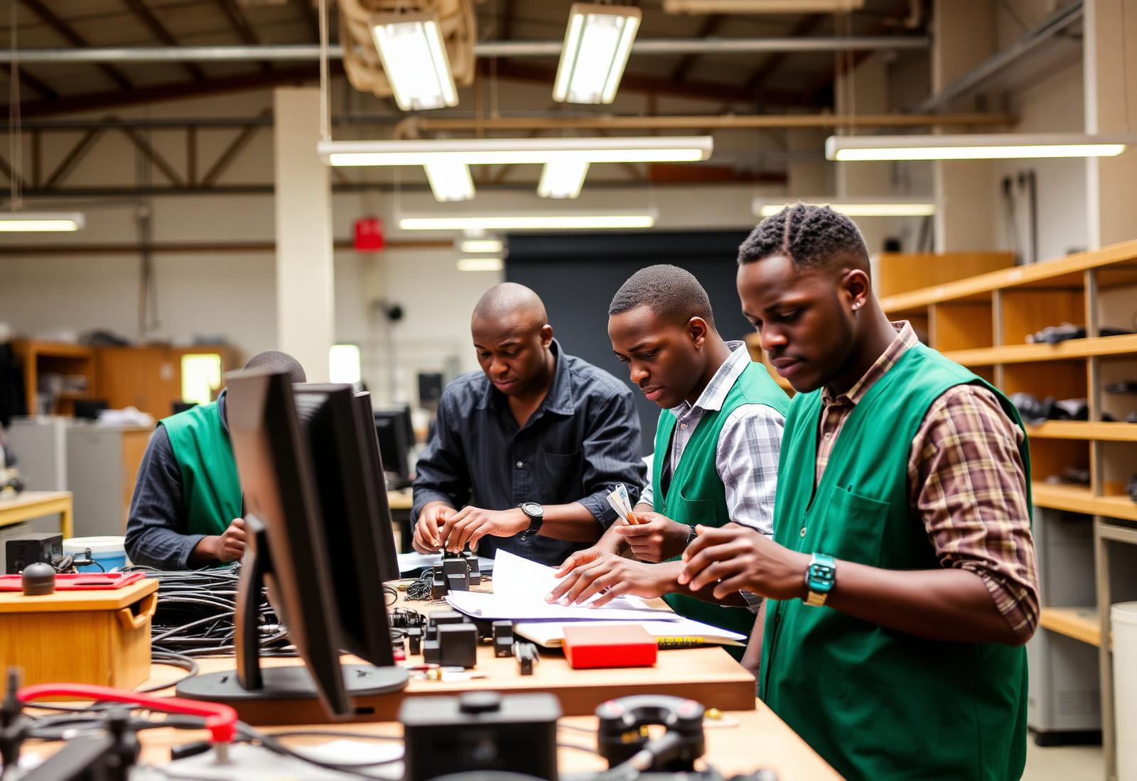 Students training in a modern technical workshop at Goldenview Technical Training Institute