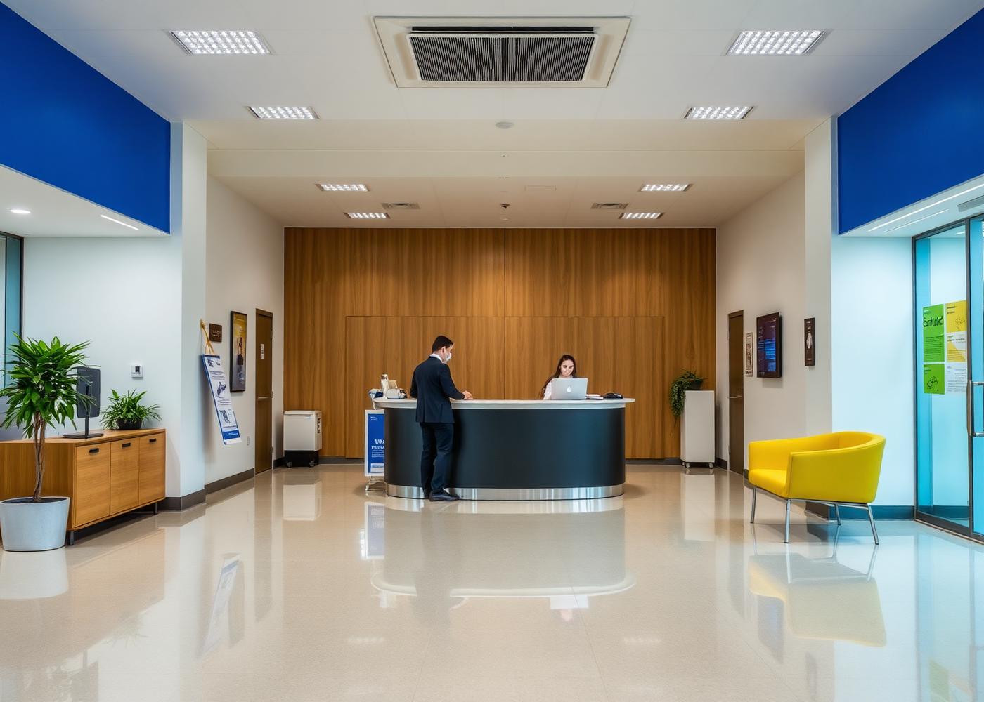 Reception area inside a modern technical training institute